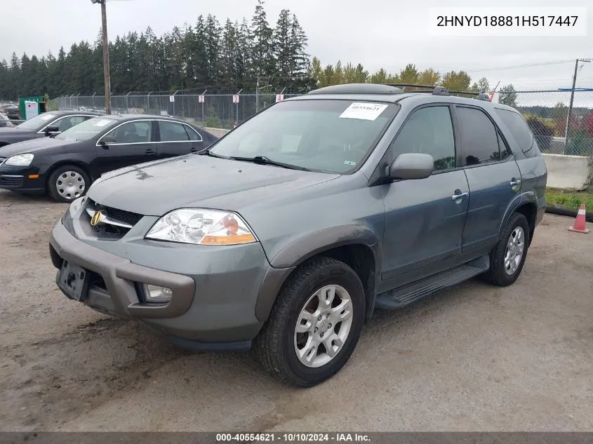 2001 Acura Mdx VIN: 2HNYD18881H517447 Lot: 40554621