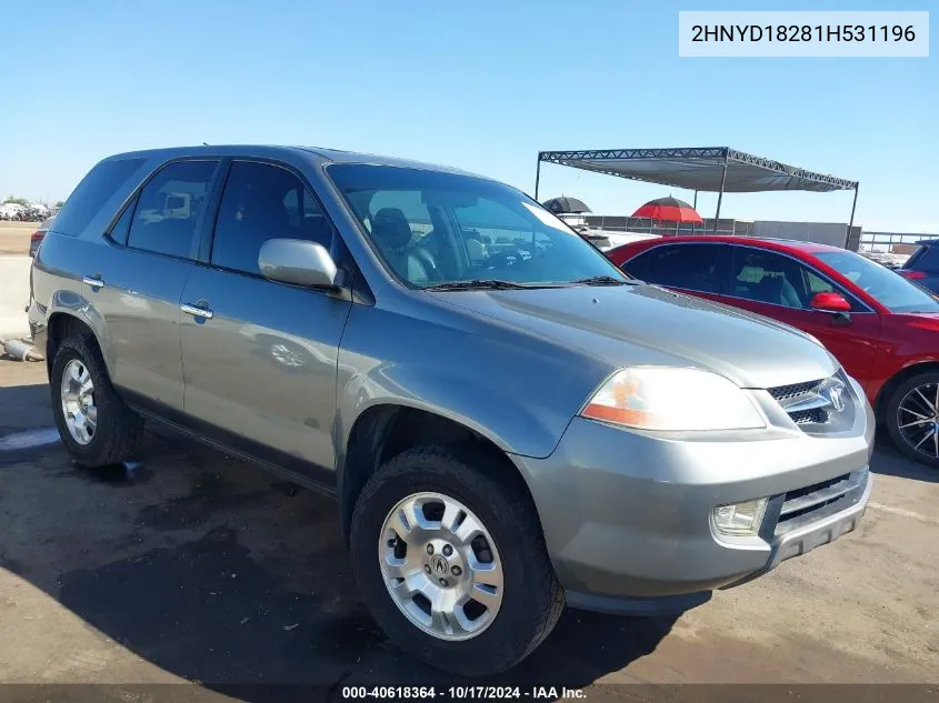 2001 Acura Mdx VIN: 2HNYD18281H531196 Lot: 40618364