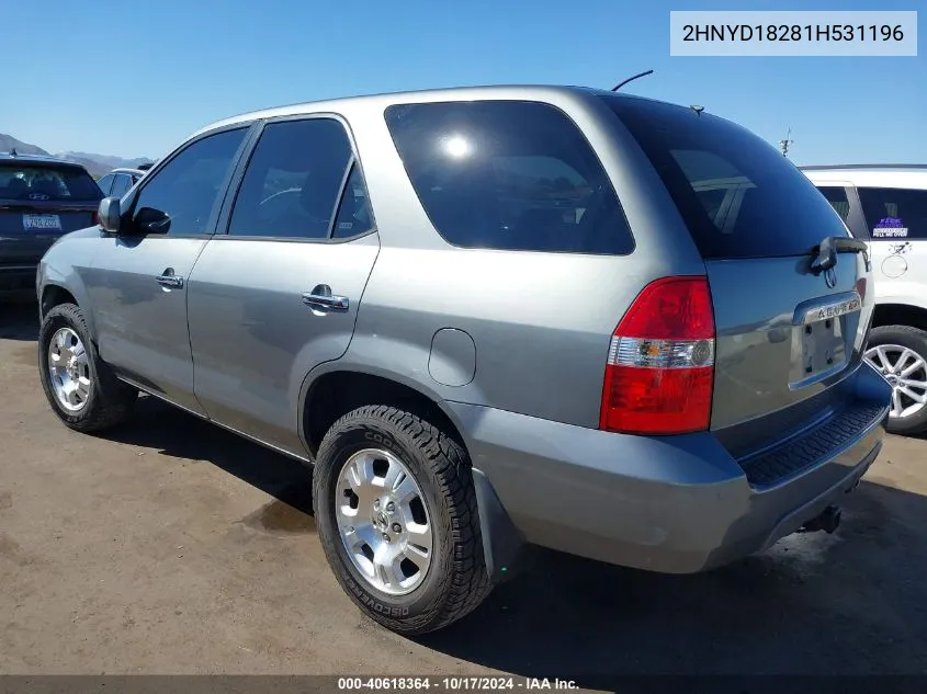 2001 Acura Mdx VIN: 2HNYD18281H531196 Lot: 40618364