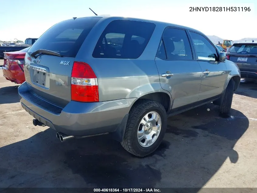 2001 Acura Mdx VIN: 2HNYD18281H531196 Lot: 40618364