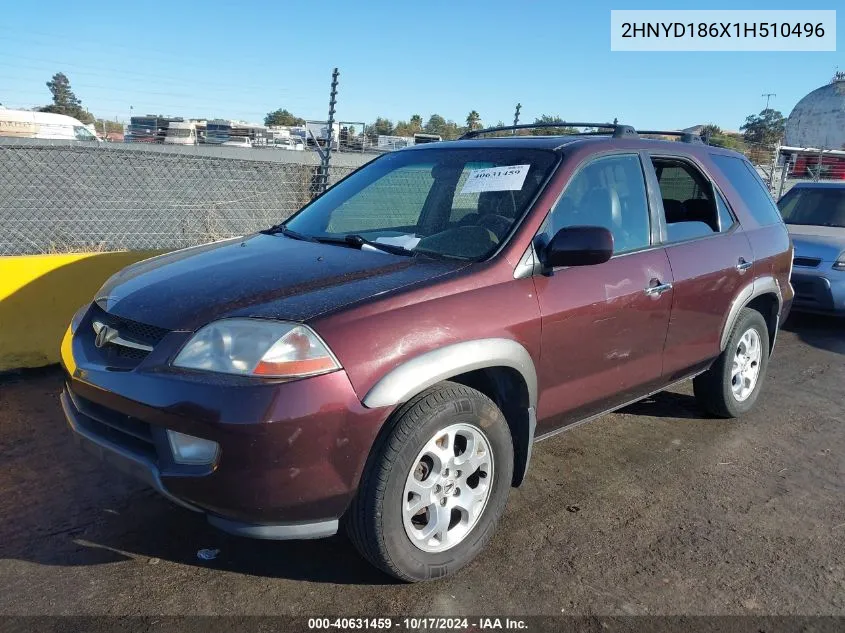 2001 Acura Mdx VIN: 2HNYD186X1H510496 Lot: 40631459