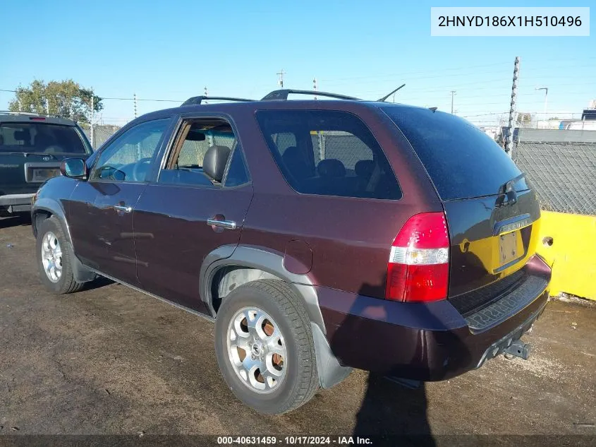 2001 Acura Mdx VIN: 2HNYD186X1H510496 Lot: 40631459