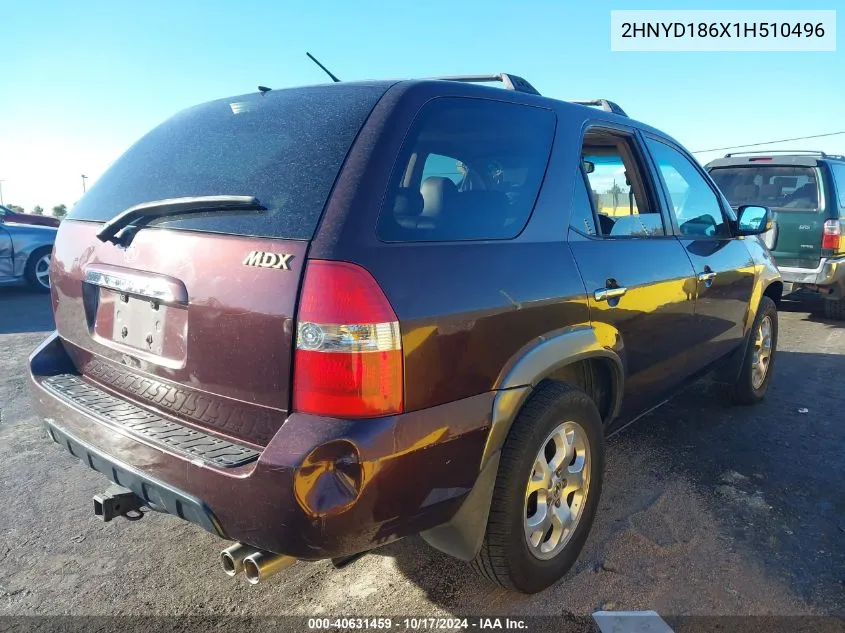 2001 Acura Mdx VIN: 2HNYD186X1H510496 Lot: 40631459