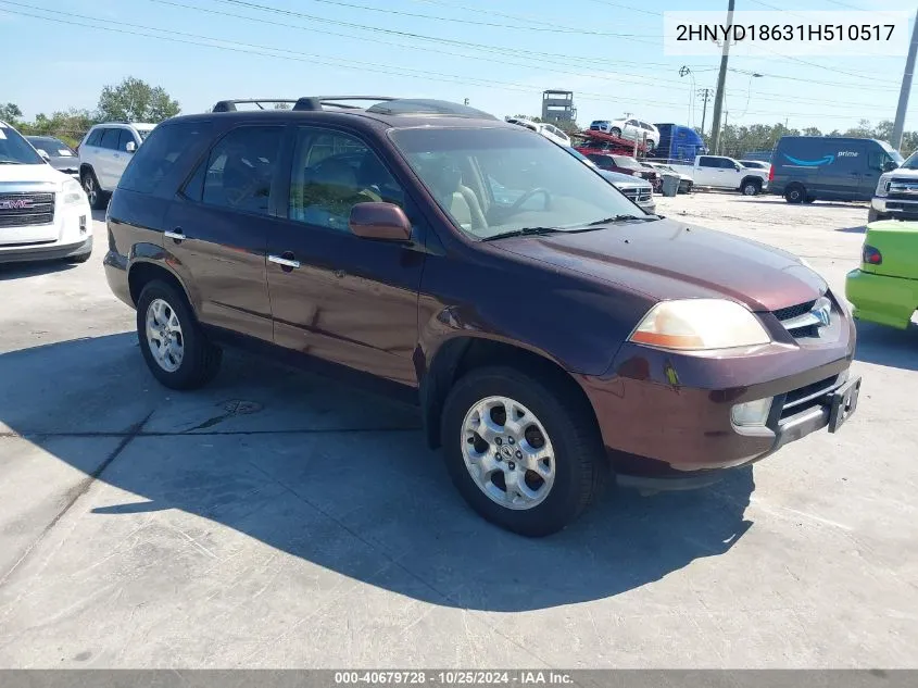 2001 Acura Mdx VIN: 2HNYD18631H510517 Lot: 40679728