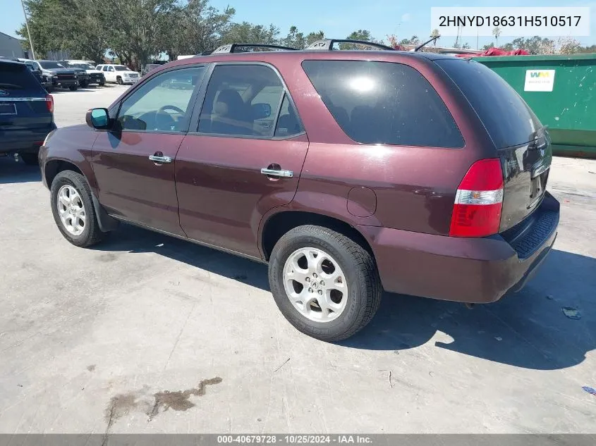 2001 Acura Mdx VIN: 2HNYD18631H510517 Lot: 40679728