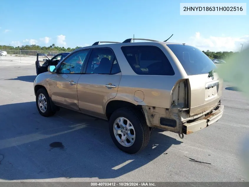 2001 Acura Mdx VIN: 2HNYD18631H002516 Lot: 40703412