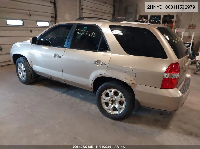 2001 Acura Mdx VIN: 2HNYD18681H532979 Lot: 40827585