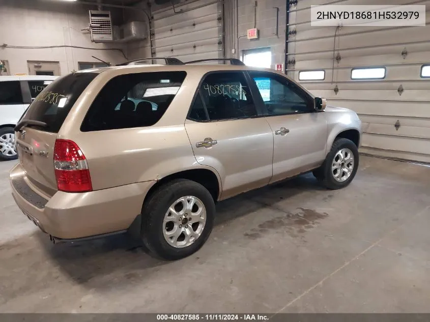 2001 Acura Mdx VIN: 2HNYD18681H532979 Lot: 40827585