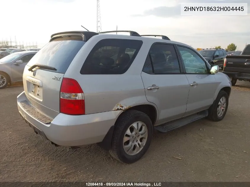 2002 Acura Mdx VIN: 2HNYD18632H004445 Lot: 12084418