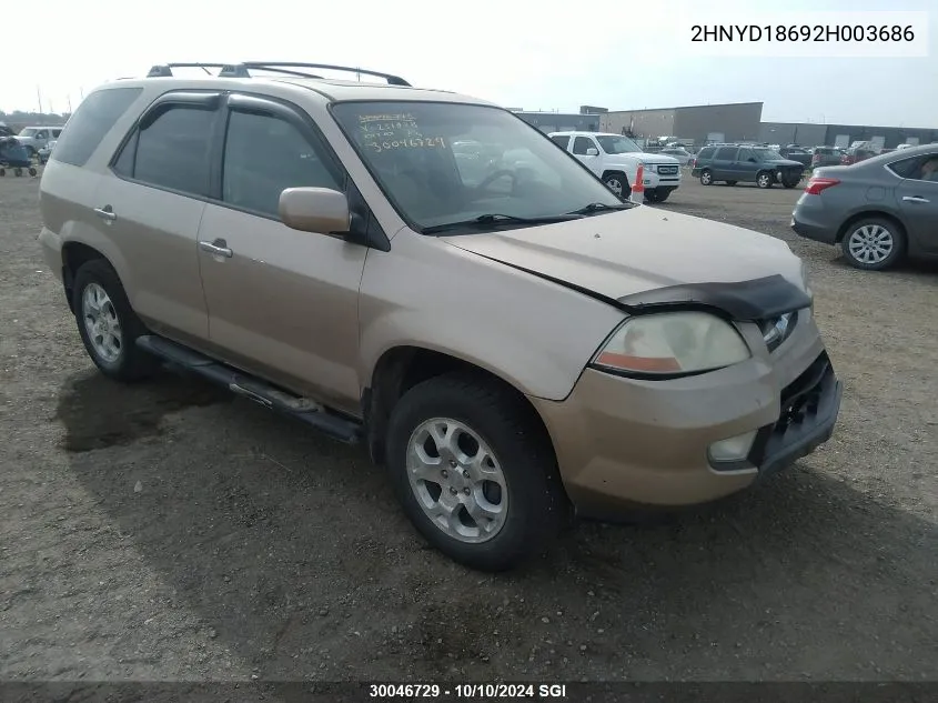 2002 Acura Mdx Touring VIN: 2HNYD18692H003686 Lot: 30046729