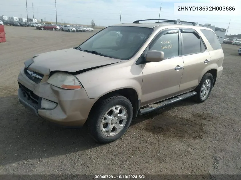 2002 Acura Mdx Touring VIN: 2HNYD18692H003686 Lot: 30046729