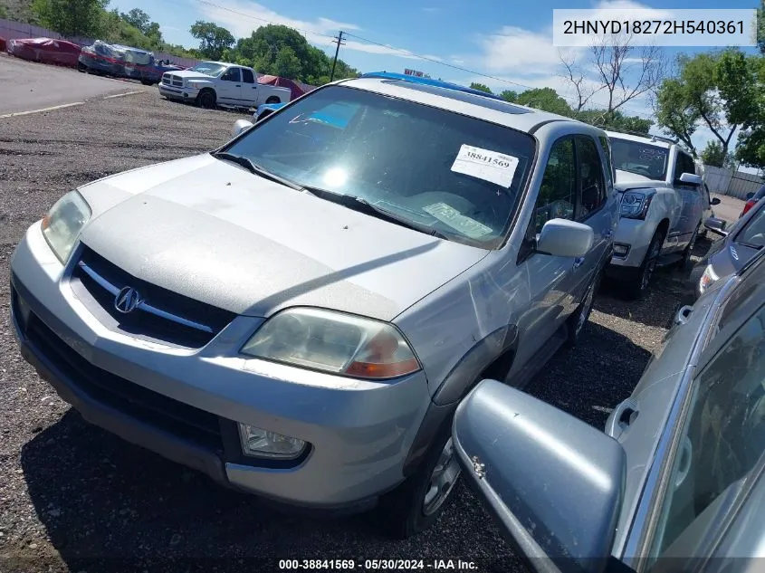 2002 Acura Mdx 3.5L (A5) VIN: 2HNYD18272H540361 Lot: 38841569