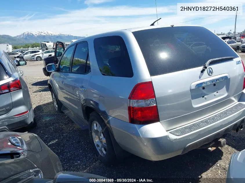 2002 Acura Mdx 3.5L (A5) VIN: 2HNYD18272H540361 Lot: 38841569