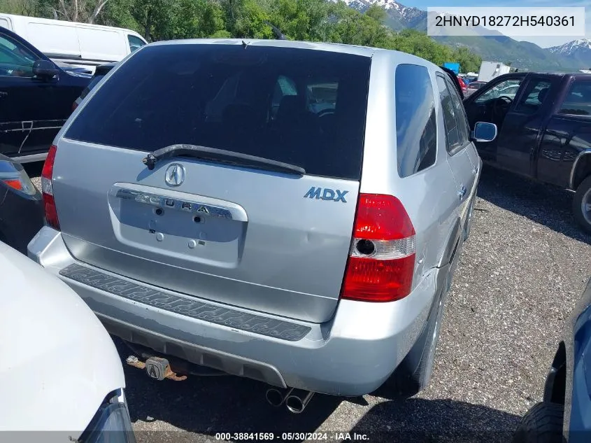 2002 Acura Mdx 3.5L (A5) VIN: 2HNYD18272H540361 Lot: 38841569