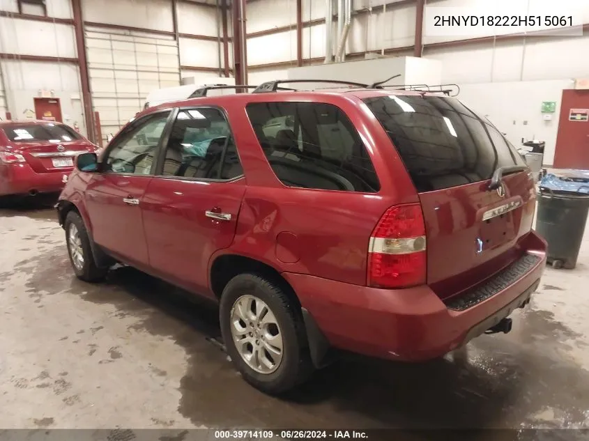 2002 Acura Mdx VIN: 2HNYD18222H515061 Lot: 39714109