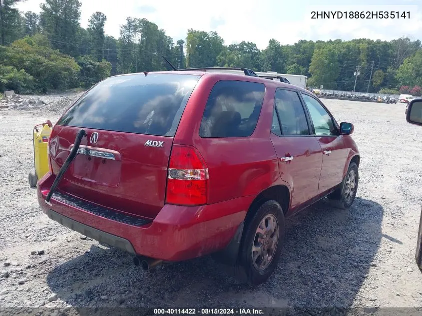 2002 Acura Mdx VIN: 2HNYD18862H535141 Lot: 40114422