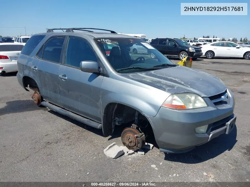 2002 Acura Mdx VIN: 2HNYD18292H517681 Lot: 40258627