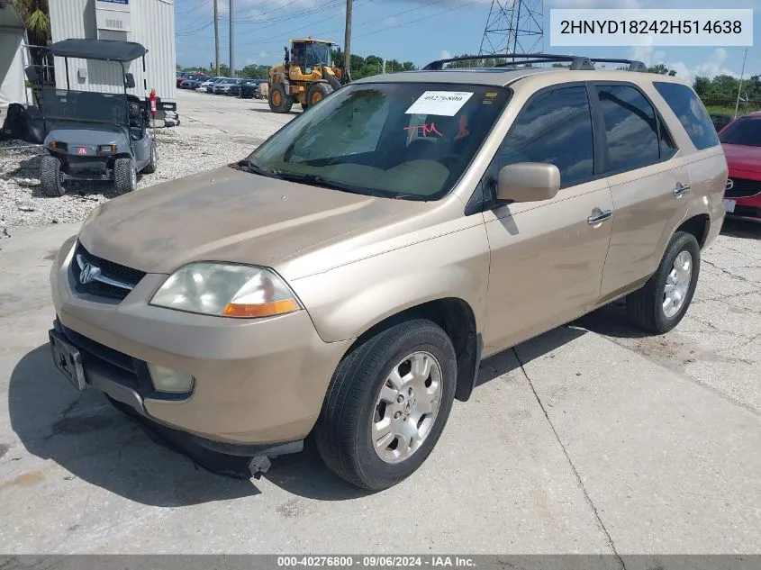 2002 Acura Mdx VIN: 2HNYD18242H514638 Lot: 40276800