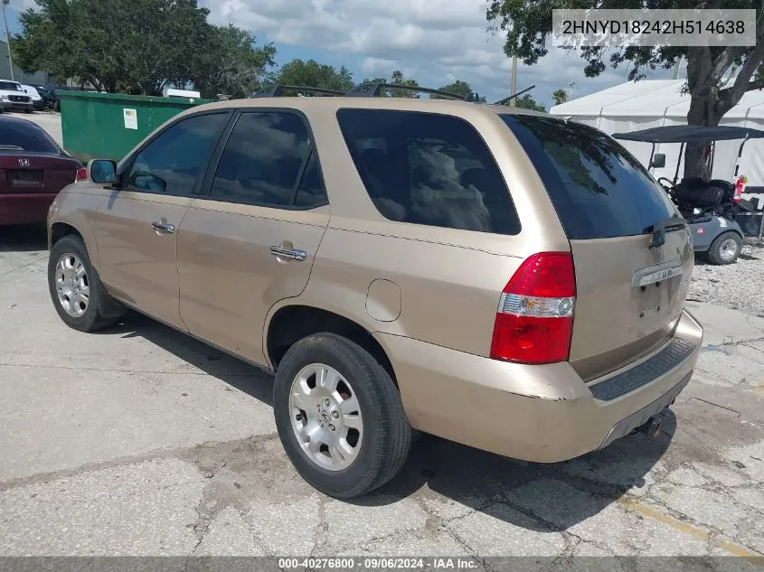 2002 Acura Mdx VIN: 2HNYD18242H514638 Lot: 40276800