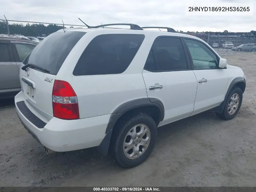 2002 Acura Mdx Touring VIN: 2HNYD18692H536265 Lot: 40333702