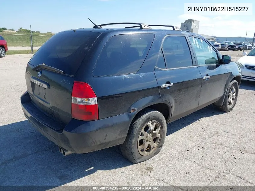 2002 Acura Mdx VIN: 2HNYD18622H545227 Lot: 40394235