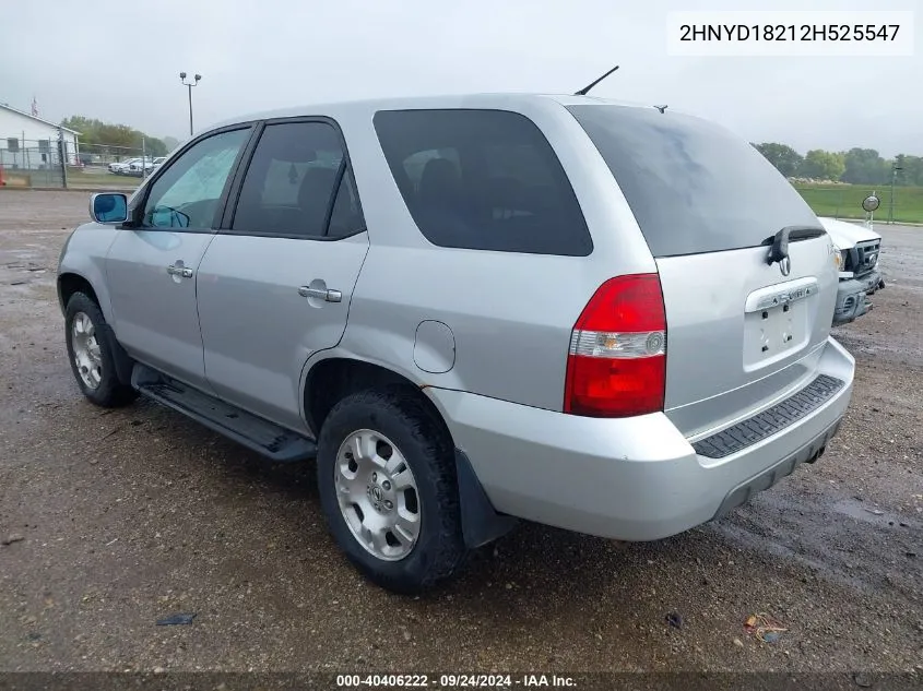 2002 Acura Mdx VIN: 2HNYD18212H525547 Lot: 40406222