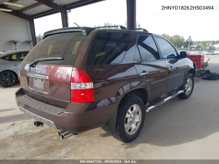 2002 Acura Mdx VIN: 2HNYD18262H503494 Lot: 40437334