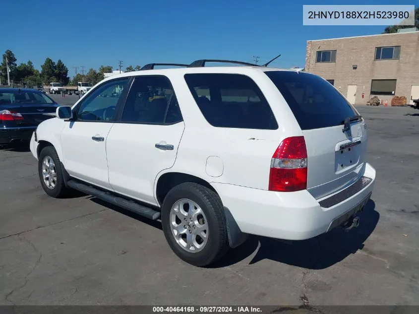 2002 Acura Mdx VIN: 2HNYD188X2H523980 Lot: 40464168