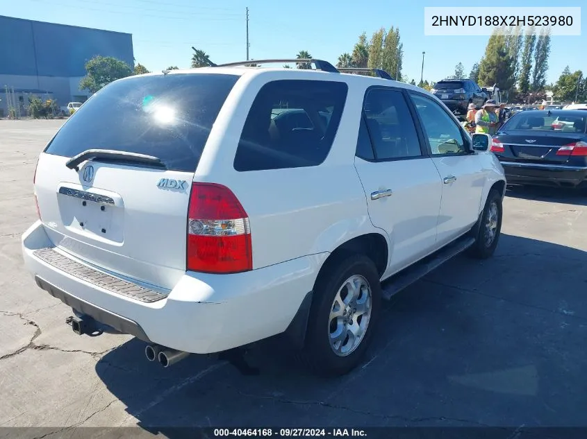 2002 Acura Mdx VIN: 2HNYD188X2H523980 Lot: 40464168