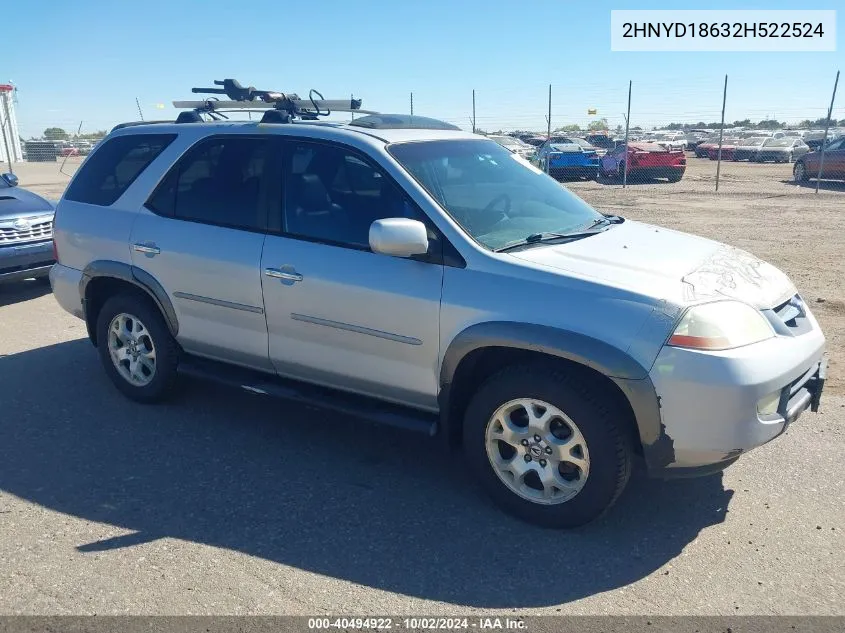 2002 Acura Mdx VIN: 2HNYD18632H522524 Lot: 40494922