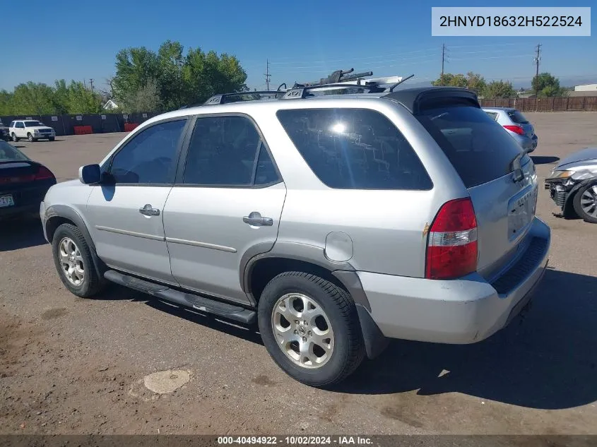 2002 Acura Mdx VIN: 2HNYD18632H522524 Lot: 40494922