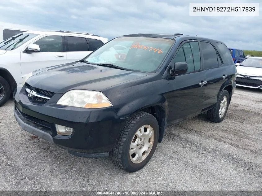 2002 Acura Mdx VIN: 2HNYD18272H517839 Lot: 40541746