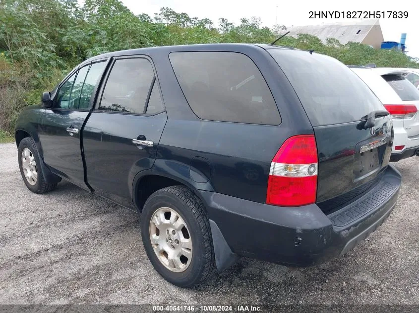 2002 Acura Mdx VIN: 2HNYD18272H517839 Lot: 40541746