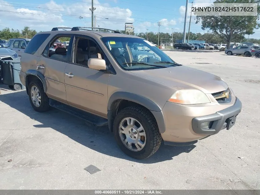 2002 Acura Mdx VIN: 2HNYD18242H517622 Lot: 40660511