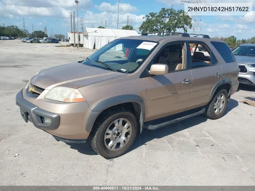 2002 Acura Mdx VIN: 2HNYD18242H517622 Lot: 40660511