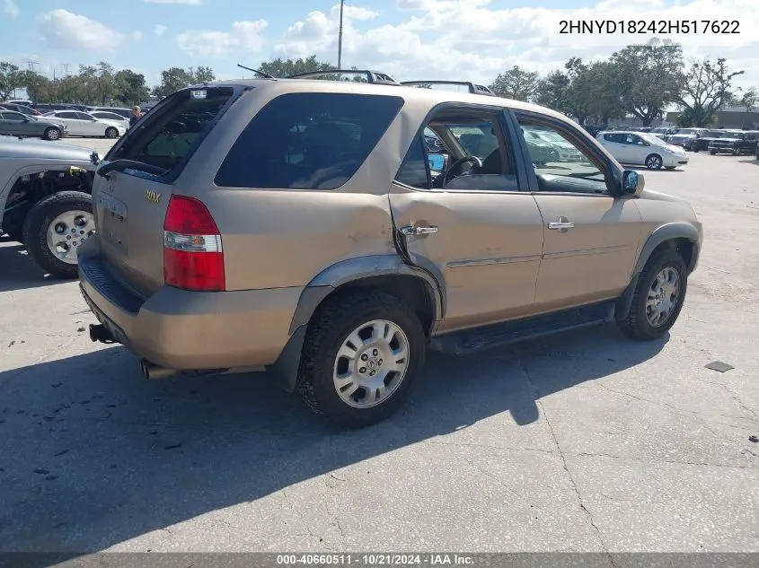 2002 Acura Mdx VIN: 2HNYD18242H517622 Lot: 40660511