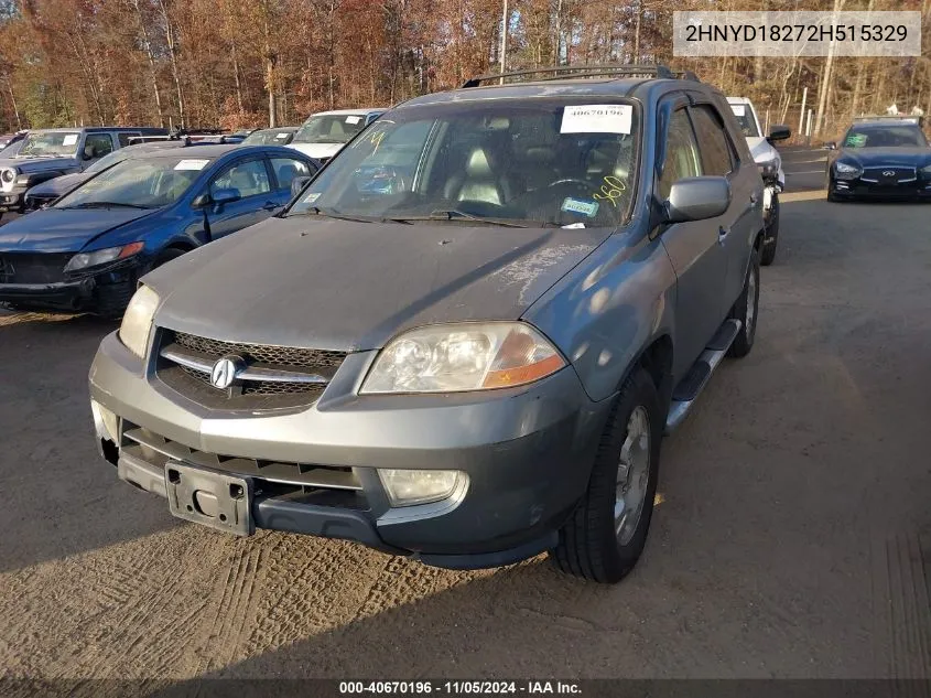 2002 Acura Mdx VIN: 2HNYD18272H515329 Lot: 40670196