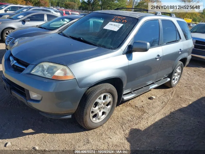 2002 Acura Mdx VIN: 2HNYD18812H525648 Lot: 40670372