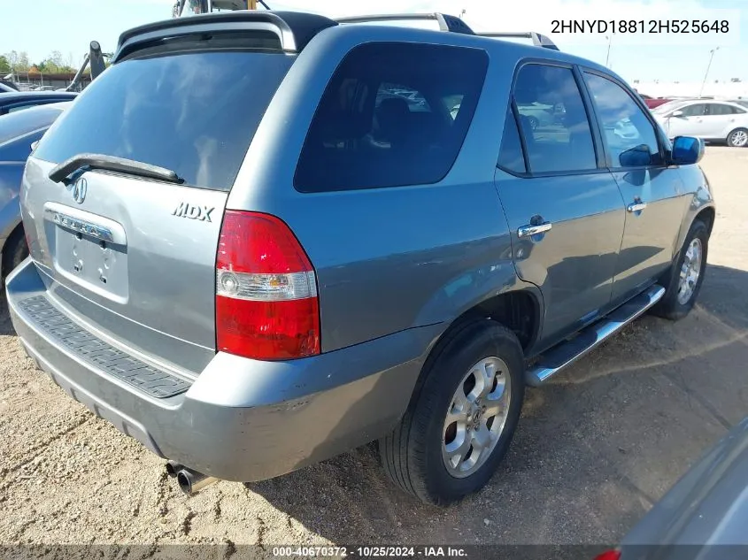 2002 Acura Mdx VIN: 2HNYD18812H525648 Lot: 40670372