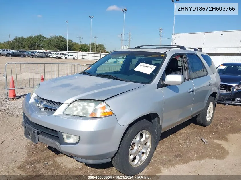 2002 Acura Mdx VIN: 2HNYD18672H503765 Lot: 40680954