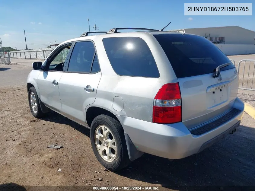 2002 Acura Mdx VIN: 2HNYD18672H503765 Lot: 40680954