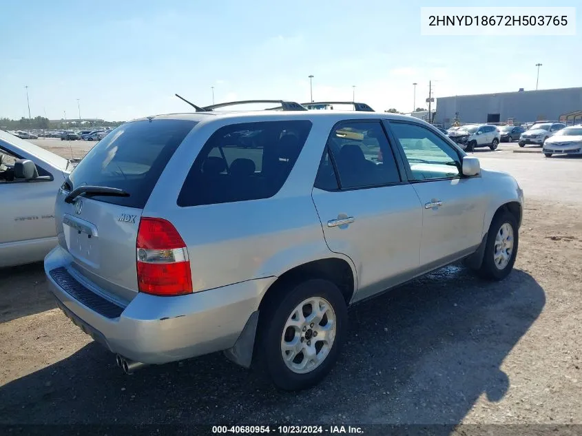 2002 Acura Mdx VIN: 2HNYD18672H503765 Lot: 40680954