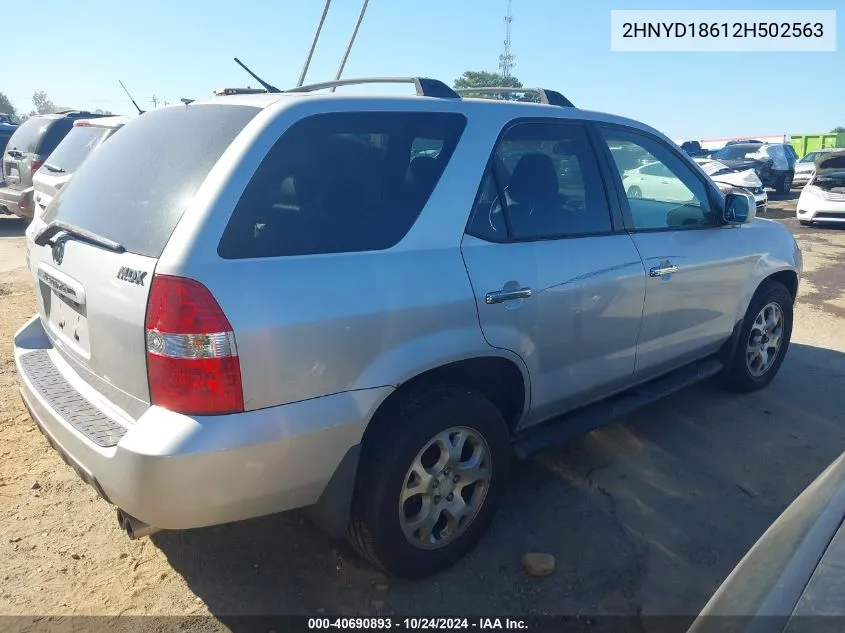 2002 Acura Mdx VIN: 2HNYD18612H502563 Lot: 40690893