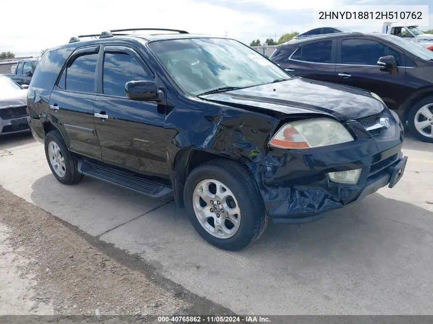 2002 Acura Mdx VIN: 2HNYD18812H510762 Lot: 40765862