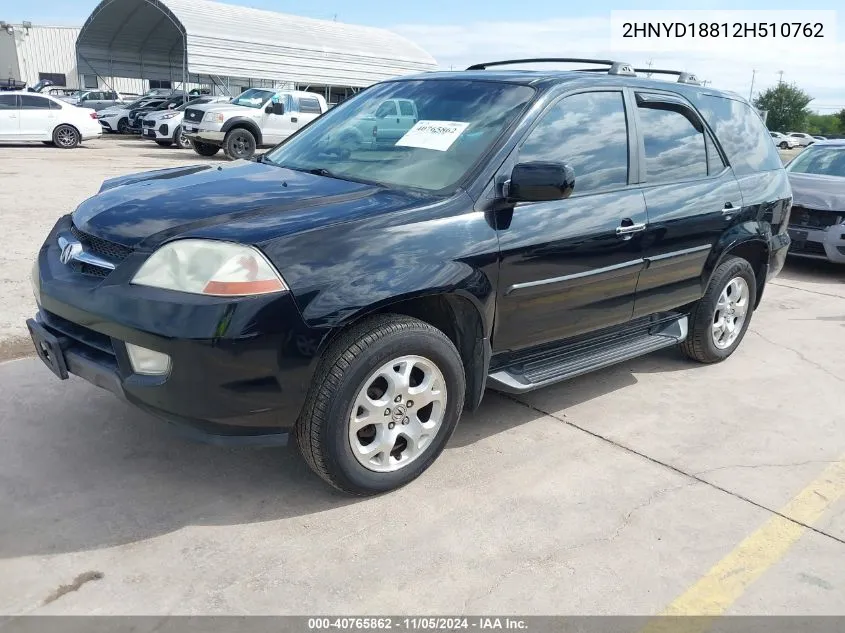 2002 Acura Mdx VIN: 2HNYD18812H510762 Lot: 40765862