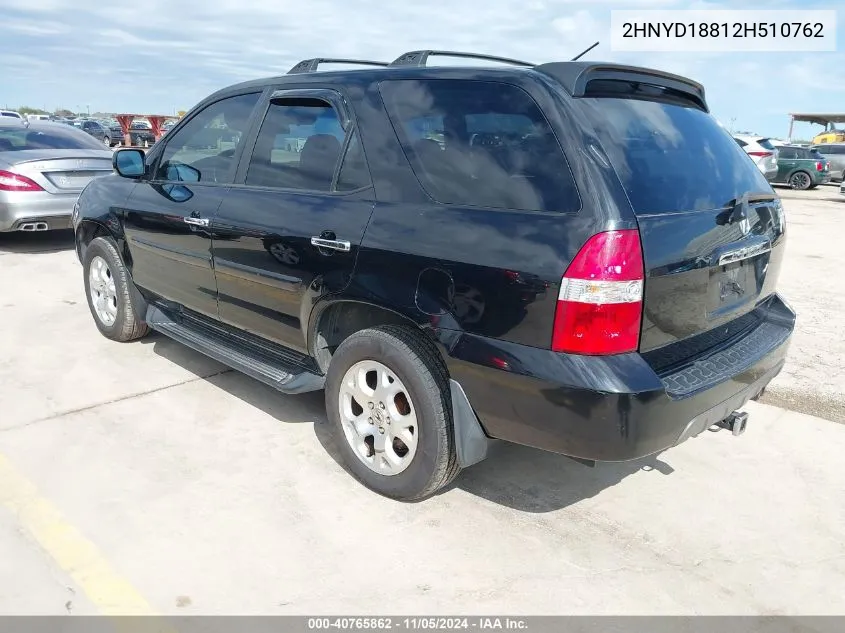 2002 Acura Mdx VIN: 2HNYD18812H510762 Lot: 40765862