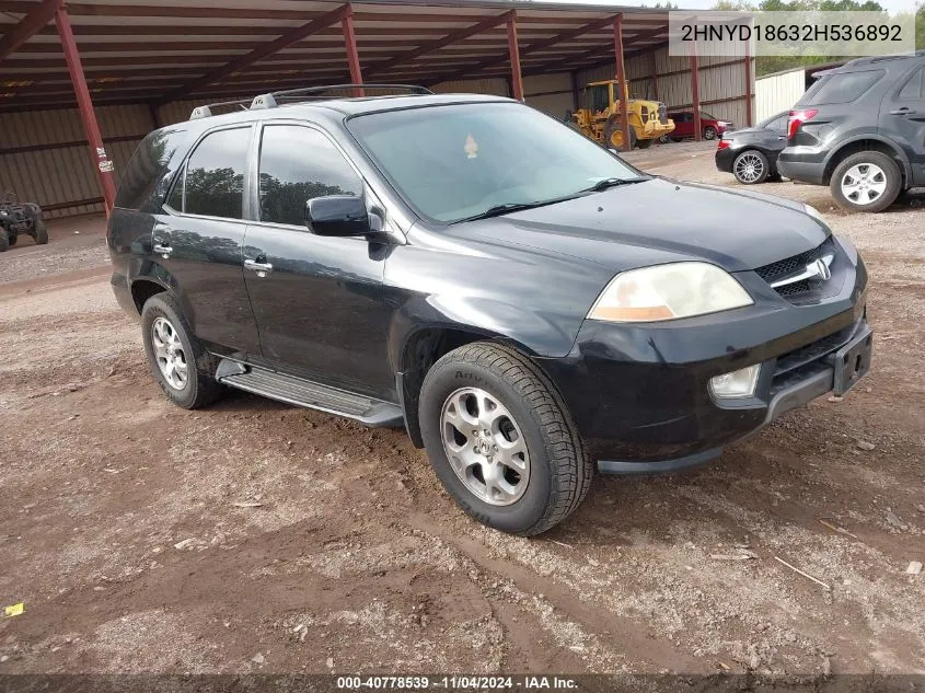 2002 Acura Mdx VIN: 2HNYD18632H536892 Lot: 40778539