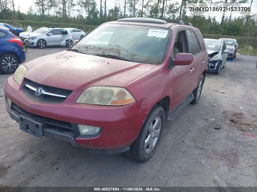 2002 Acura Mdx VIN: 2HNYD18692H533706 Lot: 40827694