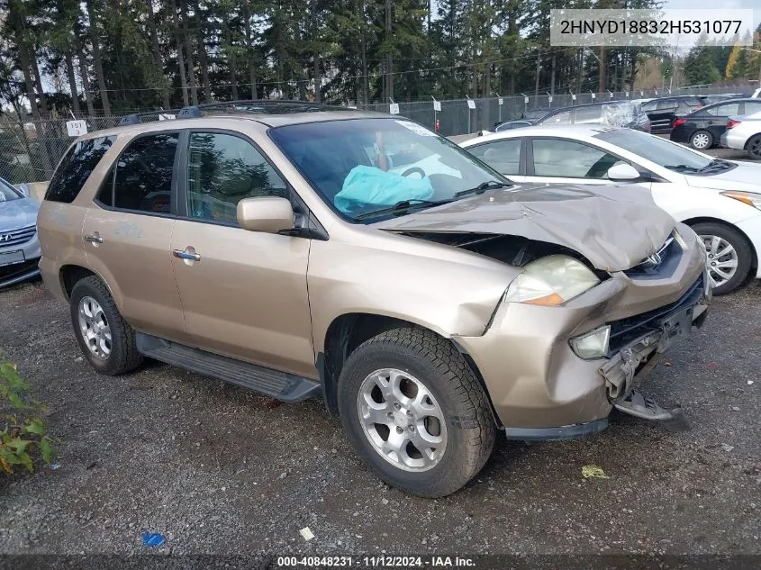 2002 Acura Mdx VIN: 2HNYD18832H531077 Lot: 40848231