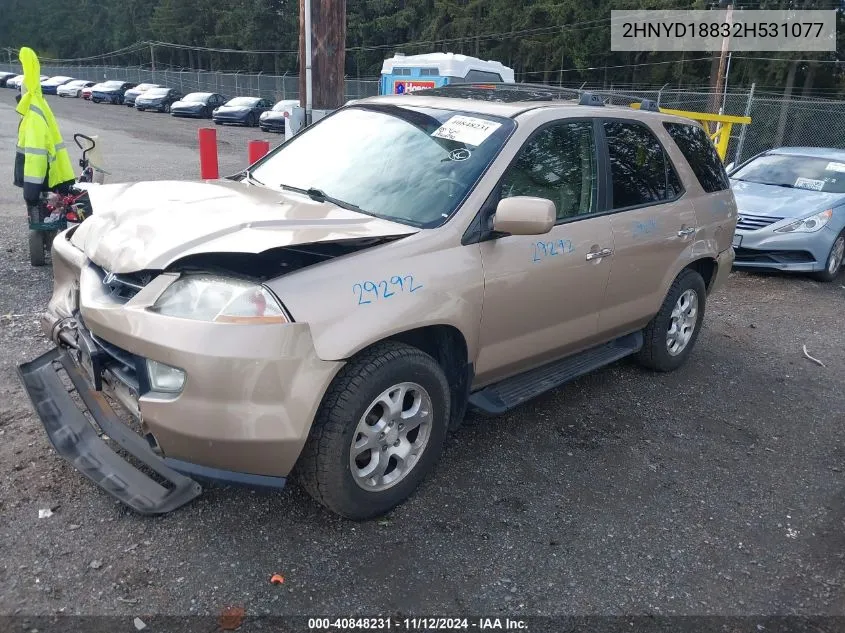 2002 Acura Mdx VIN: 2HNYD18832H531077 Lot: 40848231